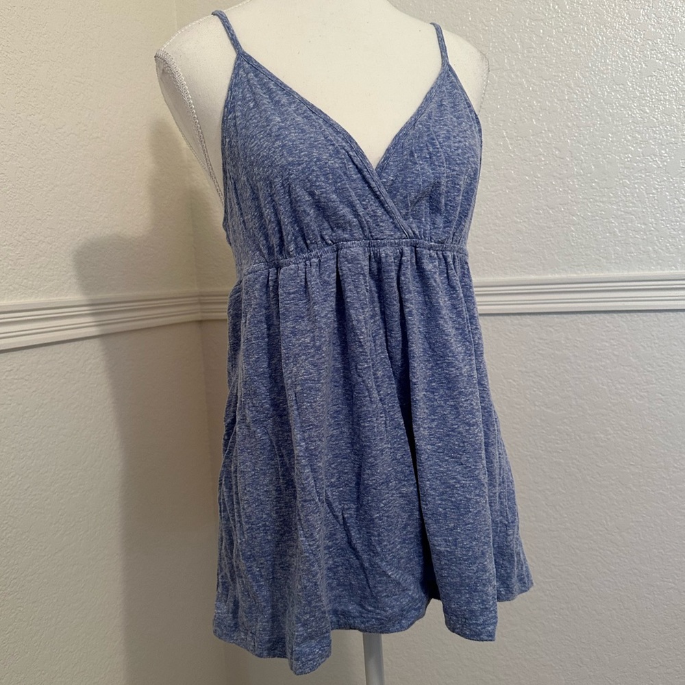 EXPRESS Boho Blue Babydoll Tank Top – Flowy & Lightweight - Picture 4 of 9